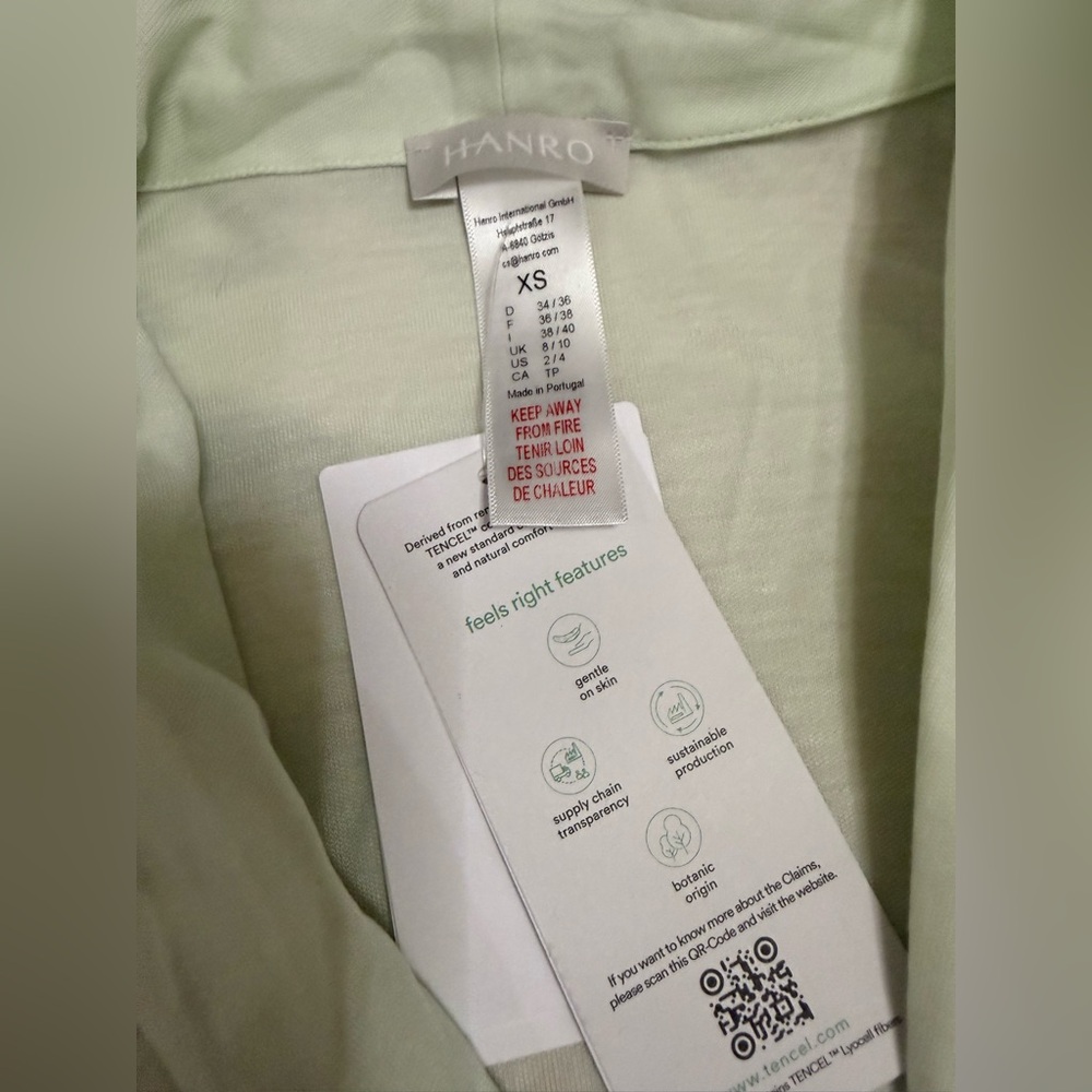 HANRO NWT Natural Comfort TENCEL™ Button Front Pajama Set Retail $230+ - Picture 5 of 11